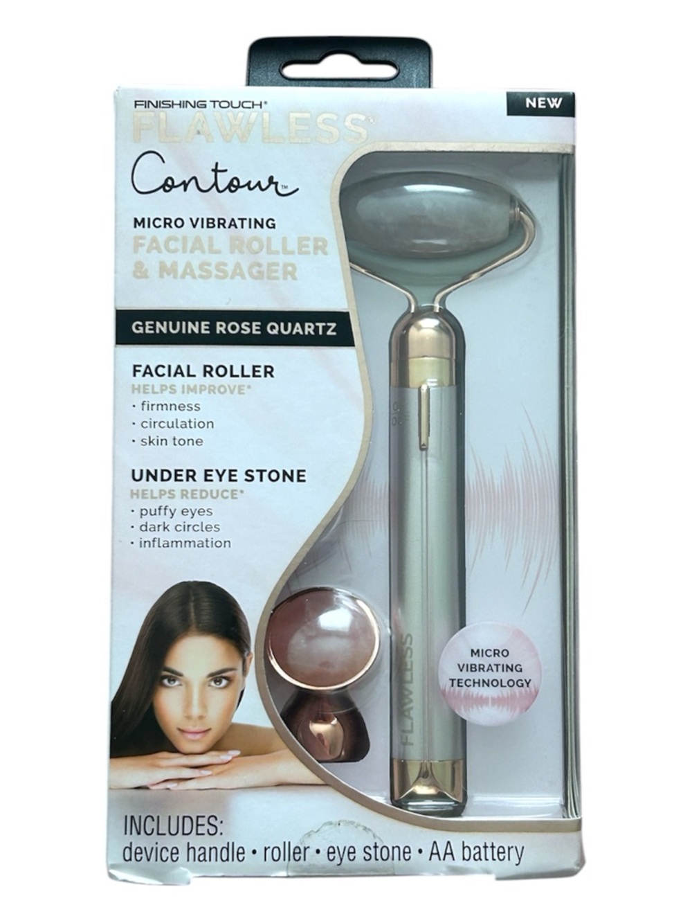 NWT Finishing Touch Flawless Contour Micro Vibrating Facial Roller & Massager